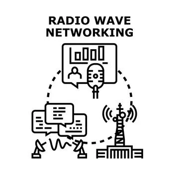 Radio wave networking communication and broadcasting concept Stock Illustration