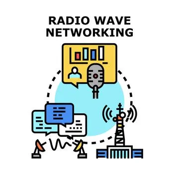 Radio wave networking communication and broadcasting concept Stock Illustration