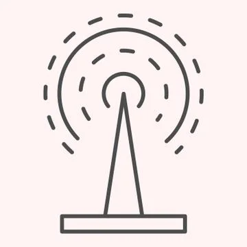 Radio wave thin line icon. Connection broadcast antenna. Astronomy vector design Stock Illustration