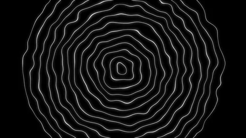 Radio Waves Animation – Abstract Pulsating Circular Lines on Black Background Stock Footage 314817609