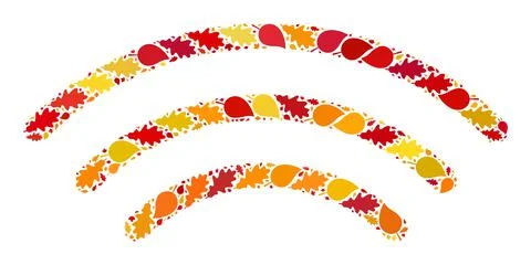 Radio Waves Autumn Composition Icon with Fall Leaves Stock Illustration