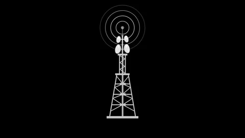 Radio waves tower connective network and signal waves.Radio waves backgroun.. Stock Footage 311140041