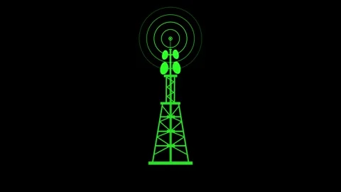 Radio waves tower connective network and signal waves.Radio waves backgroun.. Stock Footage 311140057