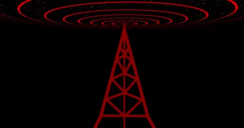 Radio waves tower connective network and signal waves animation. Global networki Vídeos de archivo 332126175