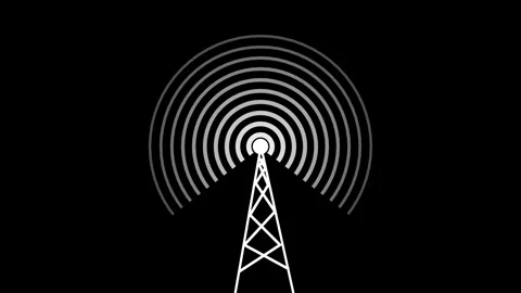 Radio waves tower connective network and signal waves ,technology abstract .. Stock Footage 332960158