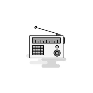Radio Web Icon. Flat Line Filled Gray Icon Vector Stock Illustration