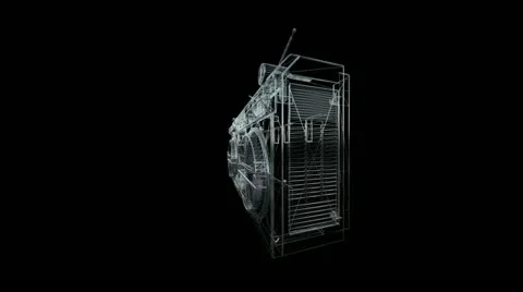 Radio Wireframe Turn NTSC Silver Alpha Stock-Footage 12466120
