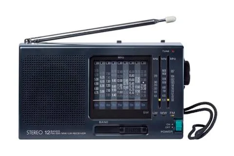 Radio world receiver 80s style isolated on white background Stock Photos