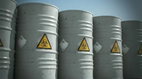 Radioactive barrel Danger disaster garbage sickness pollution environment Video stock 21832809