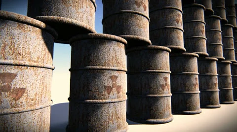 Radioactive barrels Stock-Footage 25301382