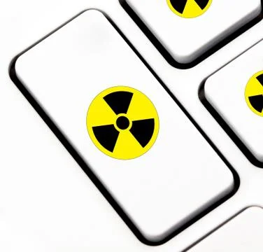 Radioactive button on keyboard Stock Illustration