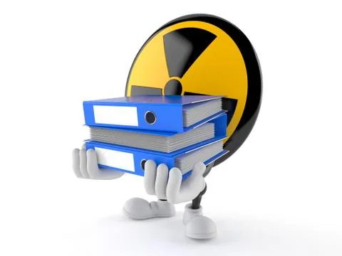 Radioactive character holding ring binders Stock Illustration