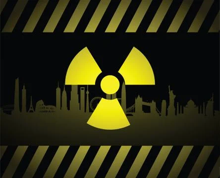 Radioactive cityscape sign Illustrazione stock