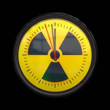 Radioactive clock An image of a radioactive clock three seconds to noon Co... Foto stock