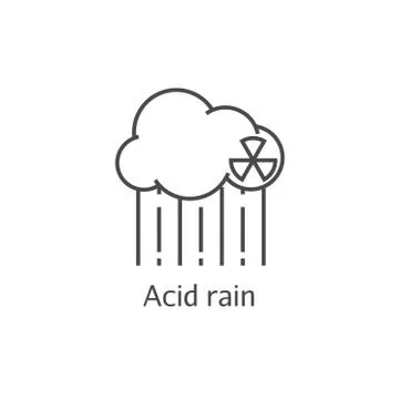 Radioactive cloud and acid rain thin line icon. Dangerous anti-ecological poi Stock Illustration