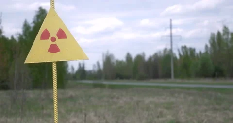 Radioactive contamination warning sign Chernobyl Zone Stock Footage 200848450