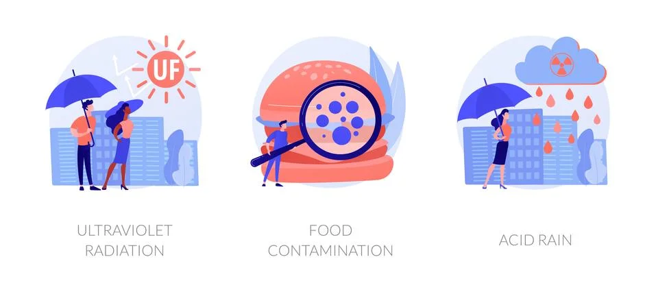 Radioactive effect, Earth atmosphere pollution, damage to human health vector Stock Illustration