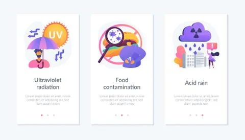 Radioactive effect, Earth atmosphere pollution, damage to human health app Stock Illustration