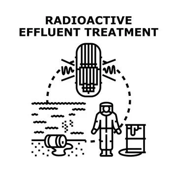 Radioactive effluent treatment process concept for waste Stock Illustration