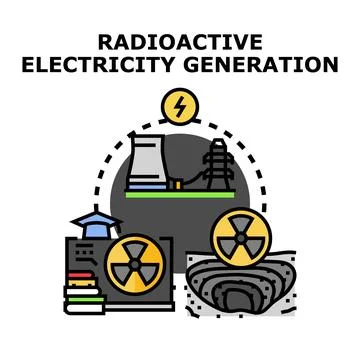Radioactive electricity generation process concept illustrating nuclear energ Illustrazione stock