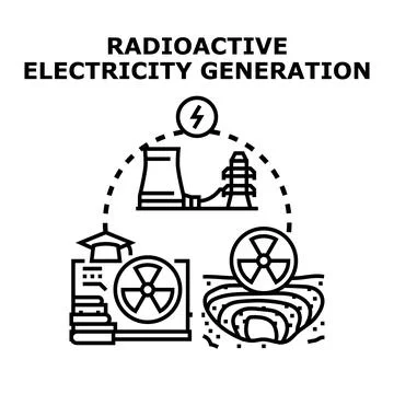 Radioactive electricity generation process concept illustrating nuclear energ Stock Illustration
