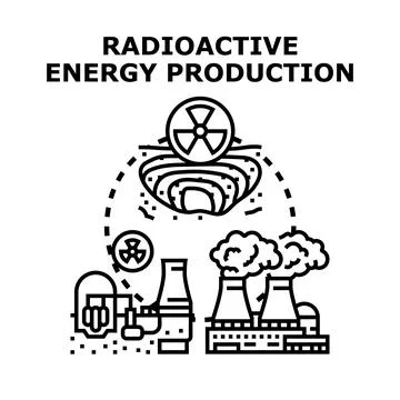 Radioactive energy production industry processing nuclear power Stock Illustration