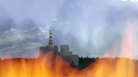 Radioactive forest during forest wildfires around the Chornobyl exclusion zone Stock Illustration