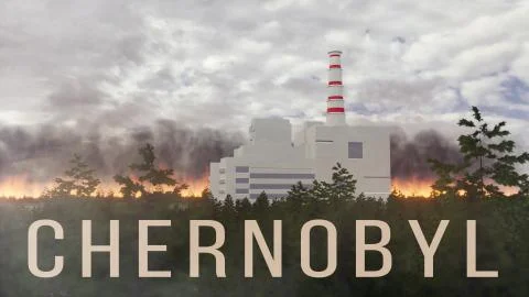 Radioactive forest during forest wildfires around the Chornobyl exclusion zone Stock Illustration