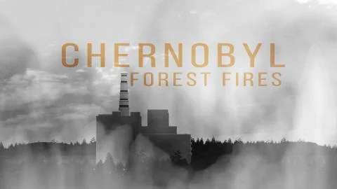 Radioactive forest during forest wildfires around the Chornobyl exclusion zone Stock Illustration