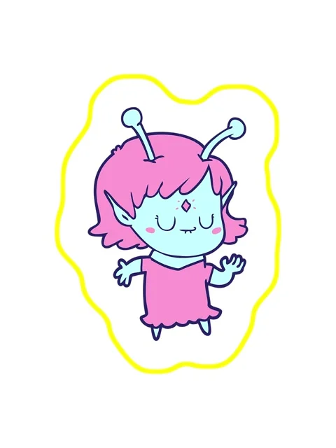 Radioactive glowing animation of a cartoon alien girl dancing Stock Footage 324170272