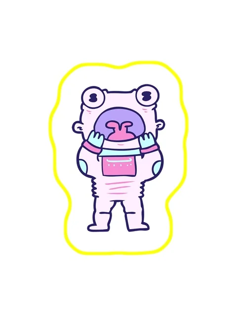 Radioactive glowing animation of cartoon alien gasping in surprise Stock Footage 324337987