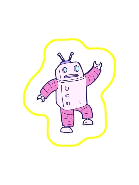 Radioactive glowing animation of a cartoon android doodle Stock Footage 324270418