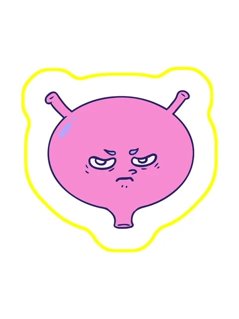 Radioactive glowing animation of cartoon angry bladder Stock Footage 324455876