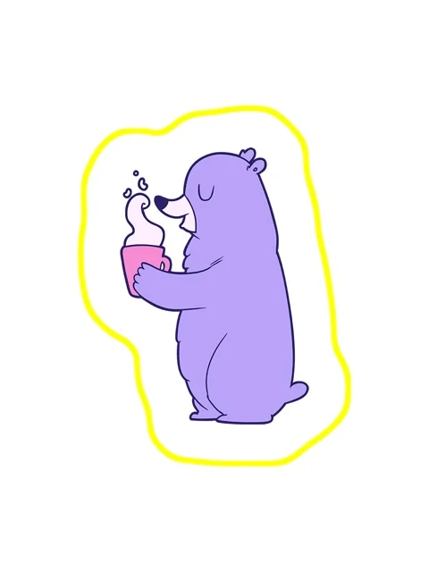 Radioactive glowing animation of cartoon bear with hot drink Video stock 324145909