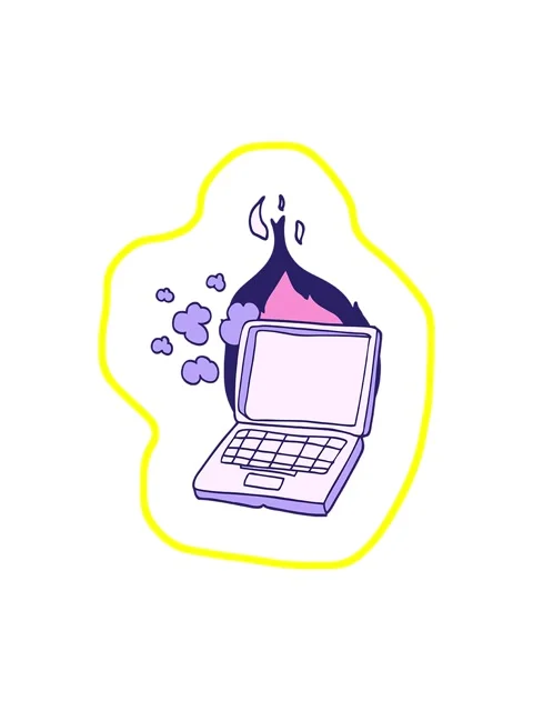 Radioactive glowing animation of cartoon broken laptop computer Stock Footage 324255873