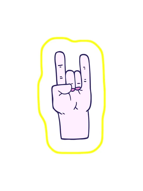 Radioactive glowing animation of cartoon doodle rock music hand Video stock 324072500