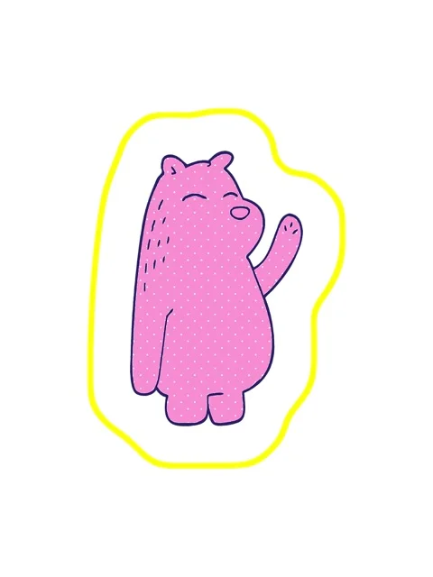 Radioactive glowing animation of cartoon doodle polar bear waving Stock Footage 324156167