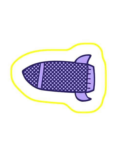 Radioactive glowing animation of cartoon doodle rocket Stock Footage 324156826