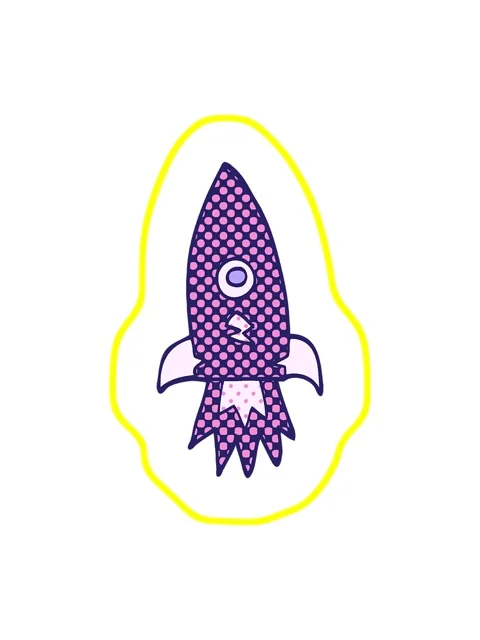 Radioactive glowing animation of cartoon doodle space rocket Stock Footage 324194424