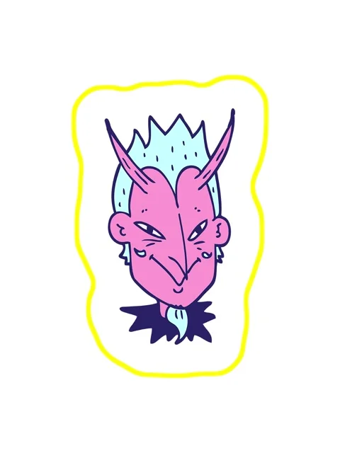 Radioactive glowing animation of cartoon doodle devil face Stock Footage 324220197