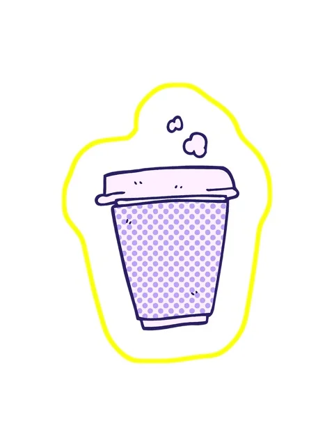 Radioactive glowing animation of cartoon doodle coffee cup Stock Footage 324261952