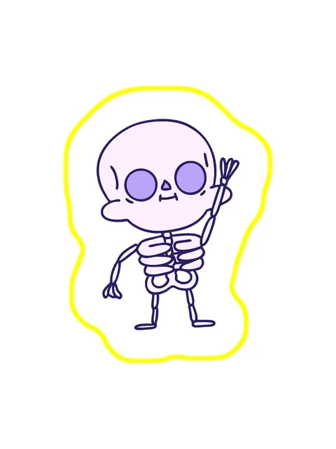 Radioactive glowing animation of cartoon of a friendly skeleton waving Stock Footage 324343822