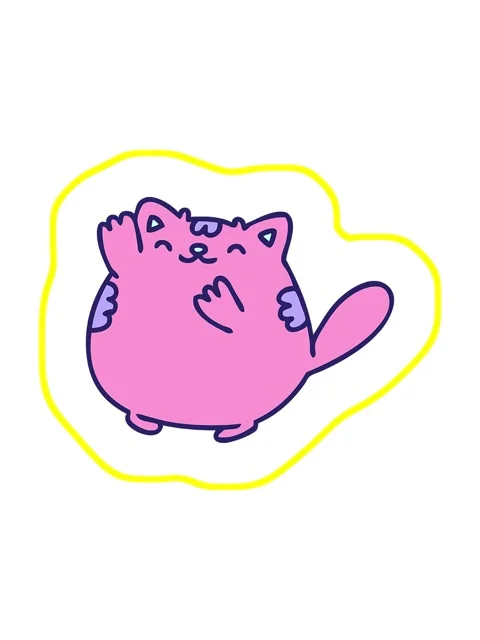 Radioactive glowing animation of cartoon of a happy cat waving Stock Footage 324183454