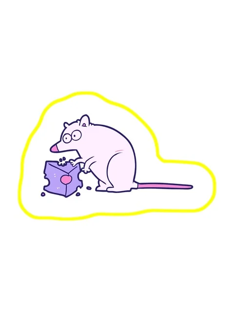 Radioactive glowing animation of cartoon mouse with cheese Stock Footage 324369045