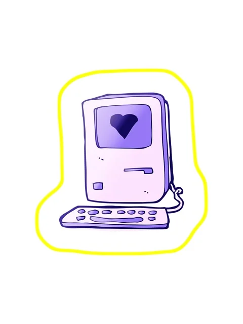 Radioactive glowing animation of cartoon old computer with love heart Stock Footage 324233292