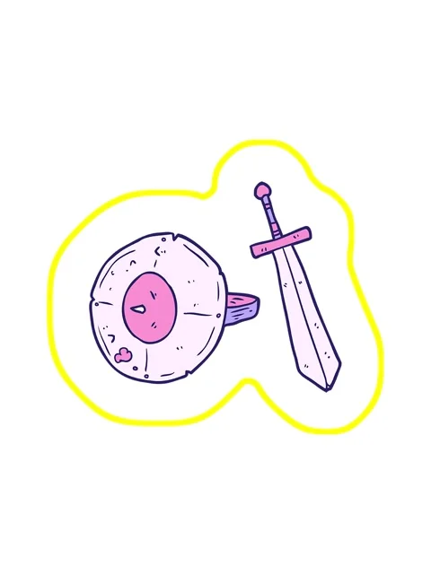 Radioactive glowing animation of cartoon old gladiator shield and sword Stock Footage 324403907