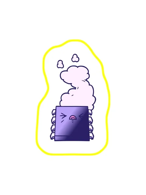 Radioactive glowing animation of cartoon overheating computer chip Stock Footage 324342759