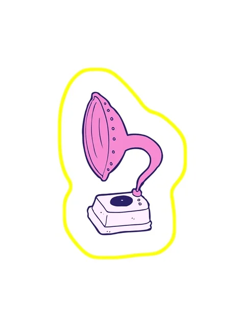 Radioactive glowing animation of cartoon phonograph Video stock 324457136