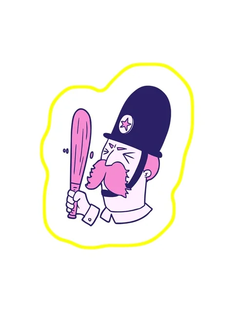 Radioactive glowing animation of cartoon policeman waving baton Stock Footage 324157849