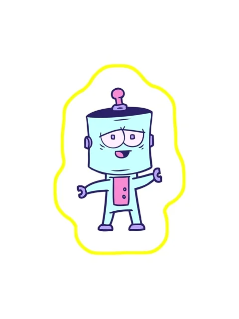 Radioactive glowing animation of a cartoon robot character design Stock Footage 324103862